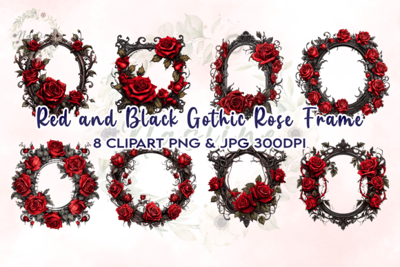 Download Red and Black Gothic Rose Frame Clipart - Gothic Collection