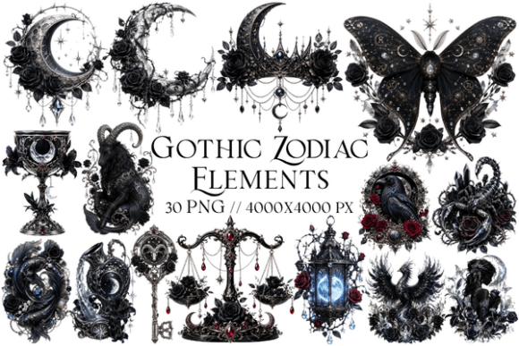 Download Gothic Zodiac Elements Clipart PNG - Gothic Collection