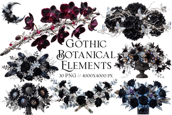 Download Gothic Botanical Elements Clipart - Gothic Collection