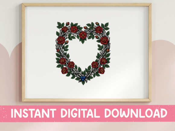 Download Red Rose Heart Wreath Gothic Art - Gothic Collection