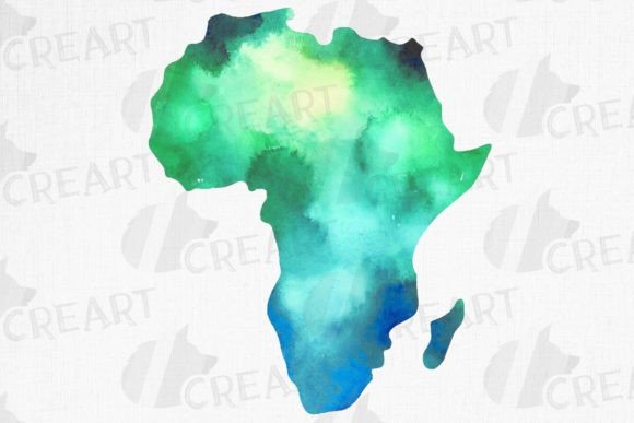 Download Watercolor Green Blue Africa Map Clipart - Premium Resources